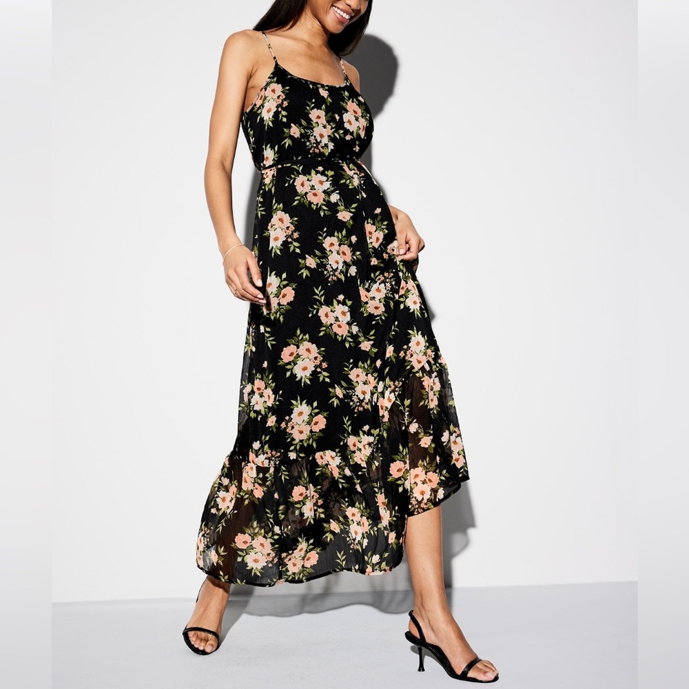Old Navy The Occasion Black Floral Maxi Dress